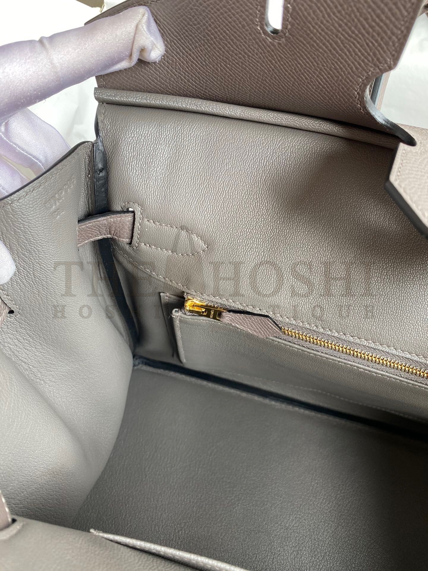 H**me5 Birkin 35 Retourne Handmade Bag In Etain Epsom Calfskin Master Quality