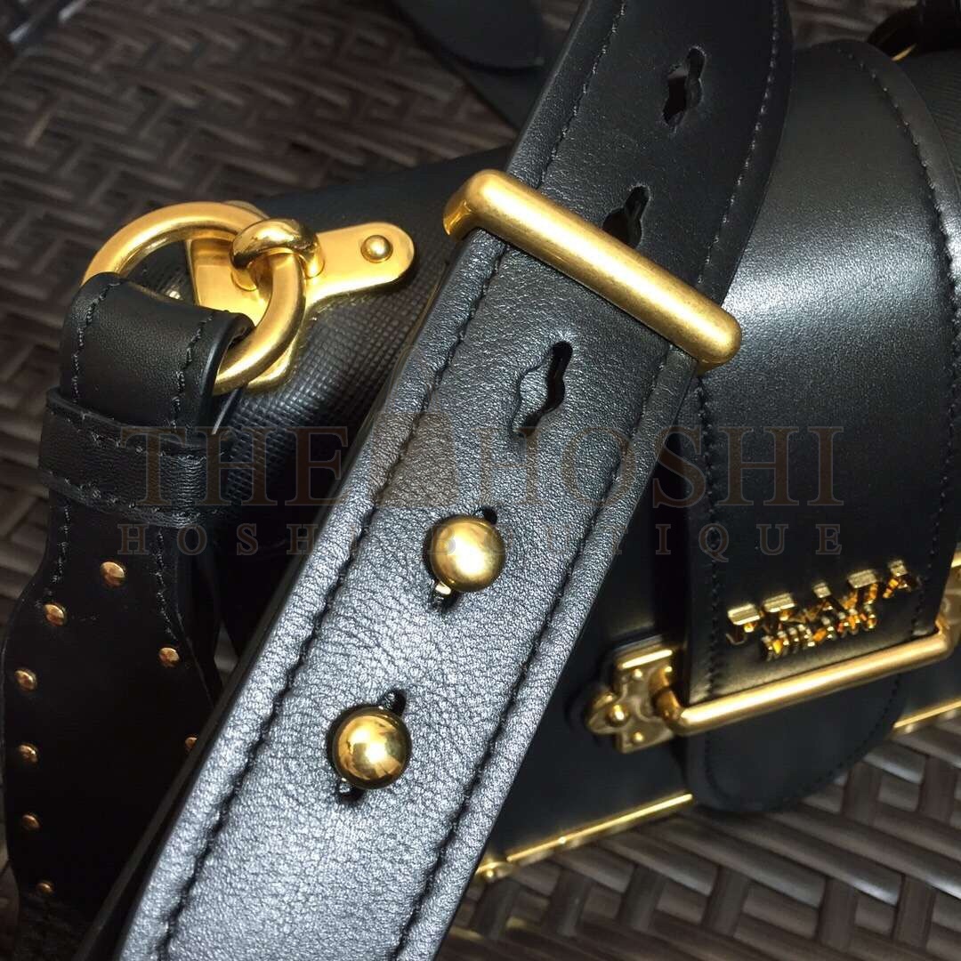 Pra*a Cahier Shoulder Bag In Black Leather Master Quality