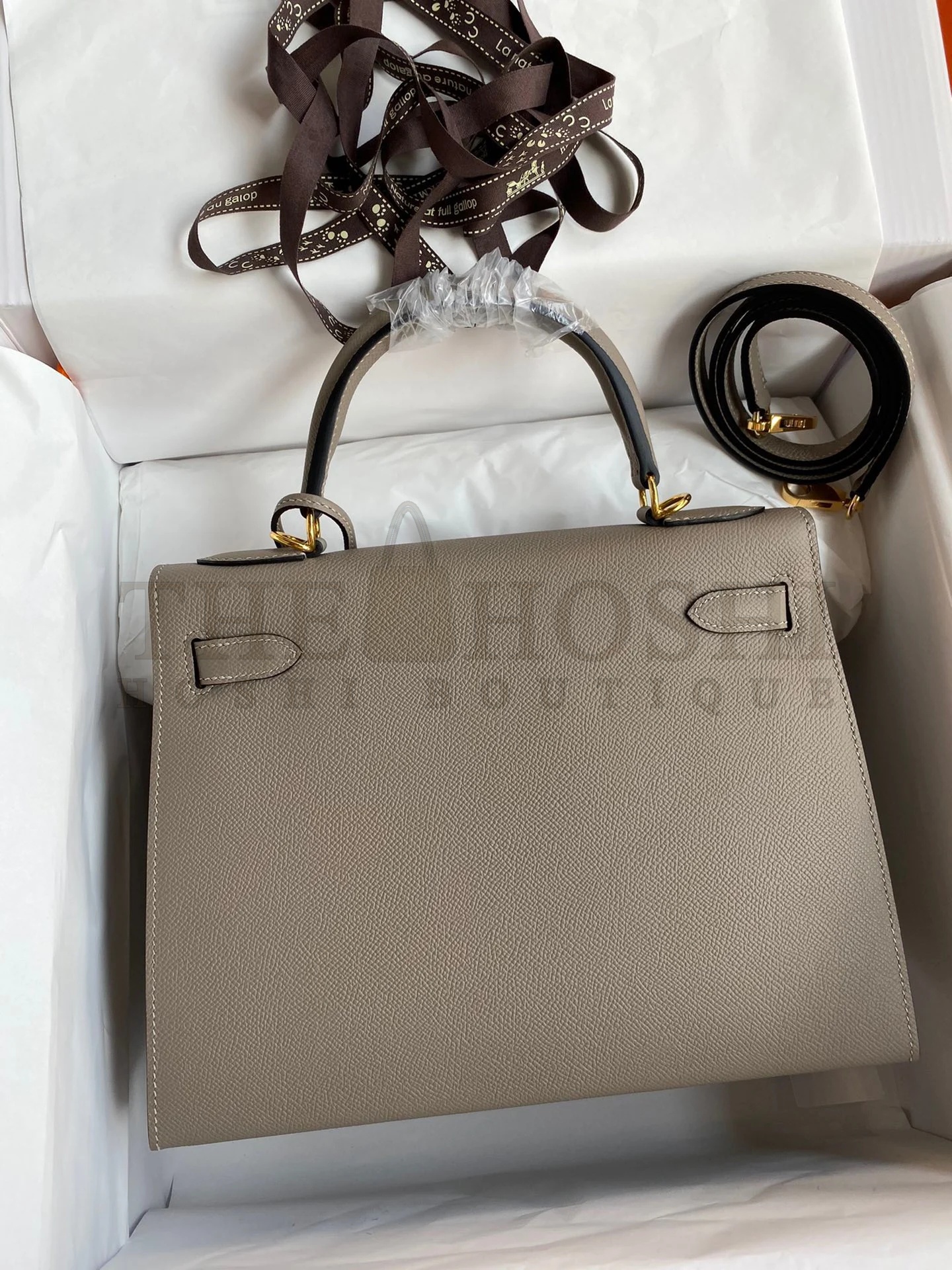 H**me5 Kelly Sellier 28 Handmade Bag In Gris Asphalt Epsom Calfskin Master Quality