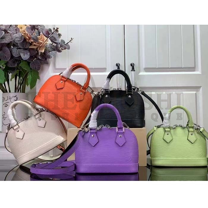 L0vis Vvtt0n LV Women Nano Alma Handbag Quartz White Epi Grained Cowhide Leather Master Quality