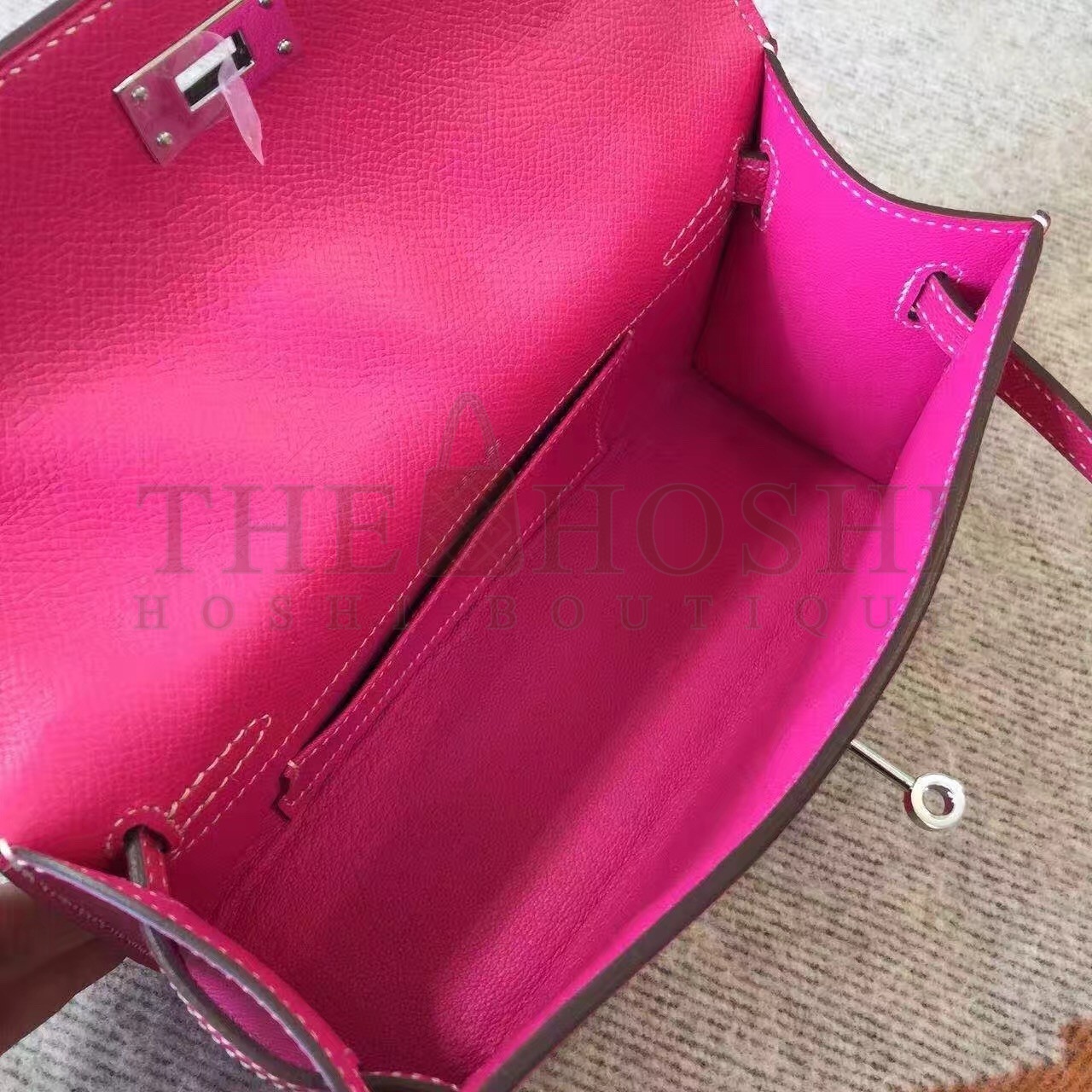 H**me5 Rose Red Kelly Pochette Epsom Handmade Bag Master Quality