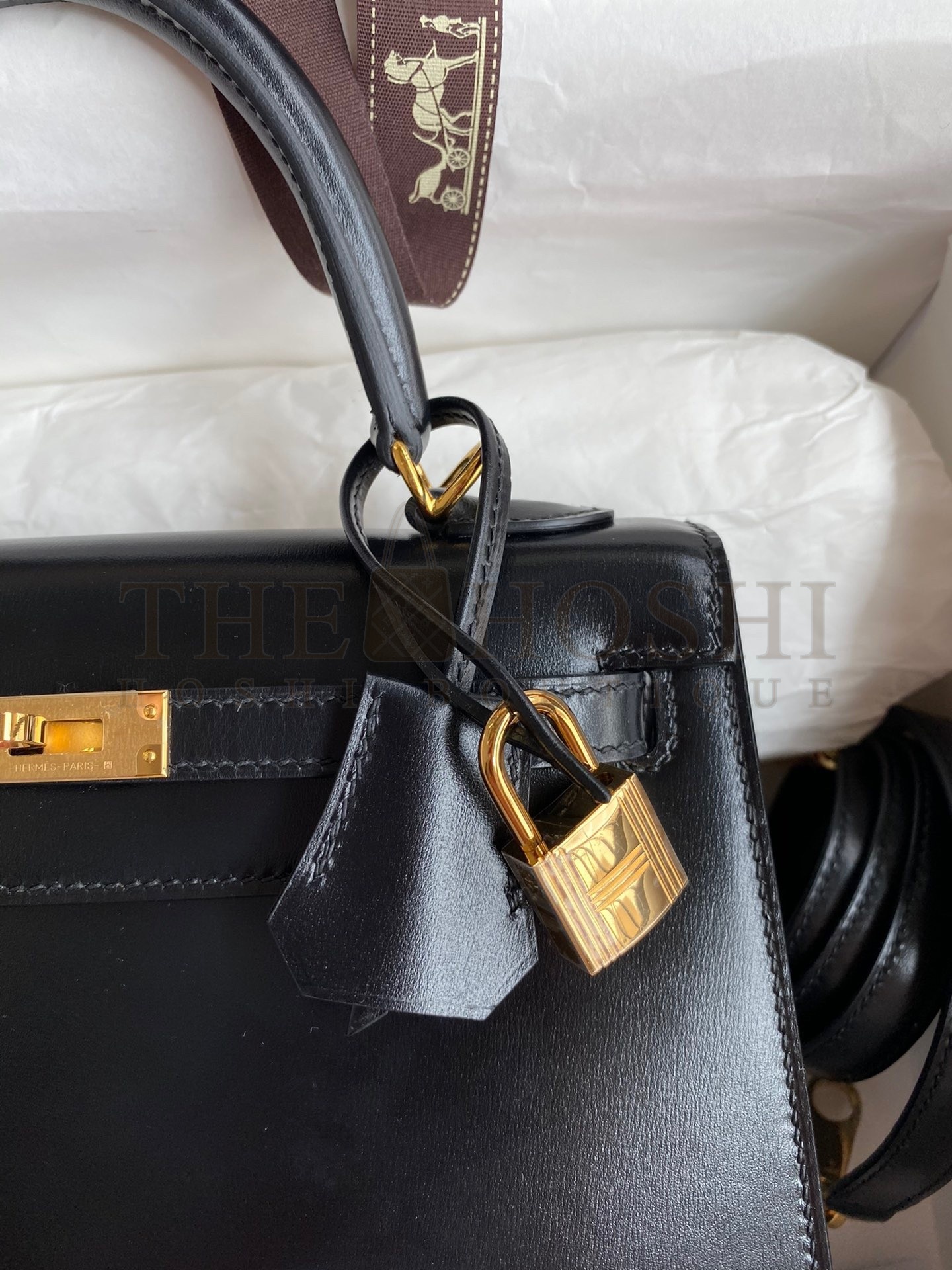 H**me5 Kelly Sellier 25 Handmade Bag In Black Box Calfskin Master Quality