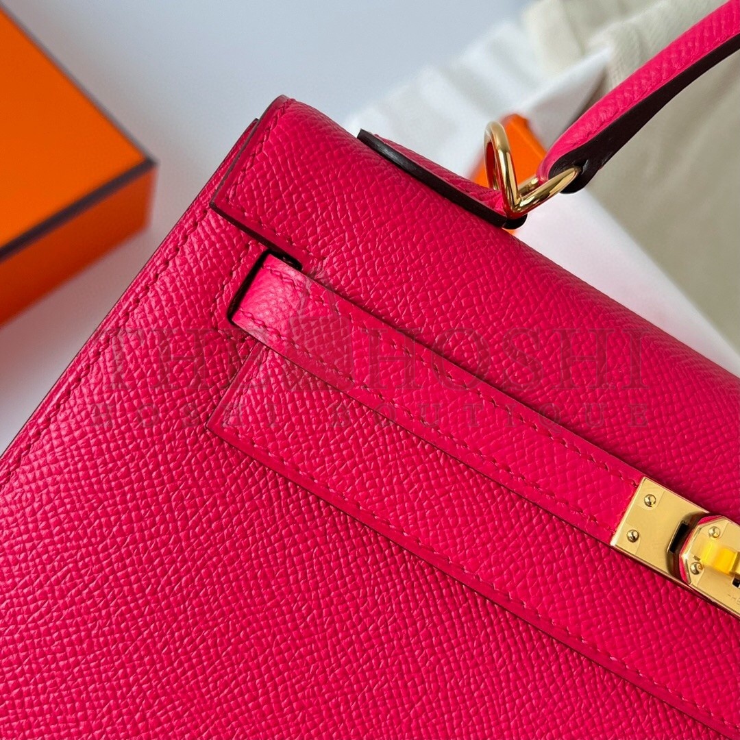 H**me5 Kelly Sellier 28 Handmade Bag In Rose Extreme Epsom Calfskin Master Quality