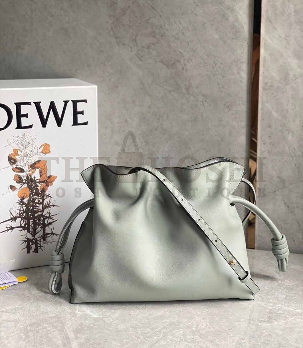 L0ew* Flamenco Clutch In Ash Grey Nappa Leather Master Quality