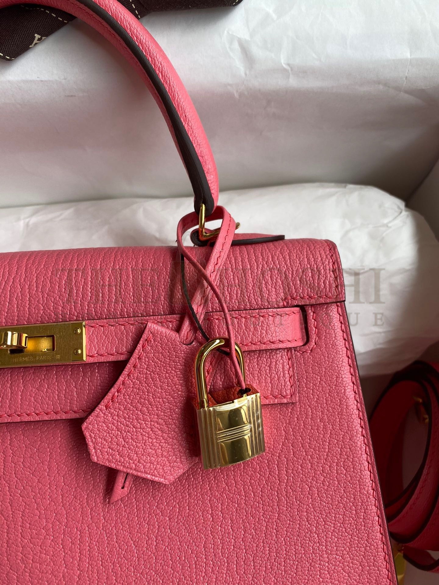H**me5 Kelly Sellier 25 Handmade Bag In Rose Lipstick Mysore Goatskin Master Quality