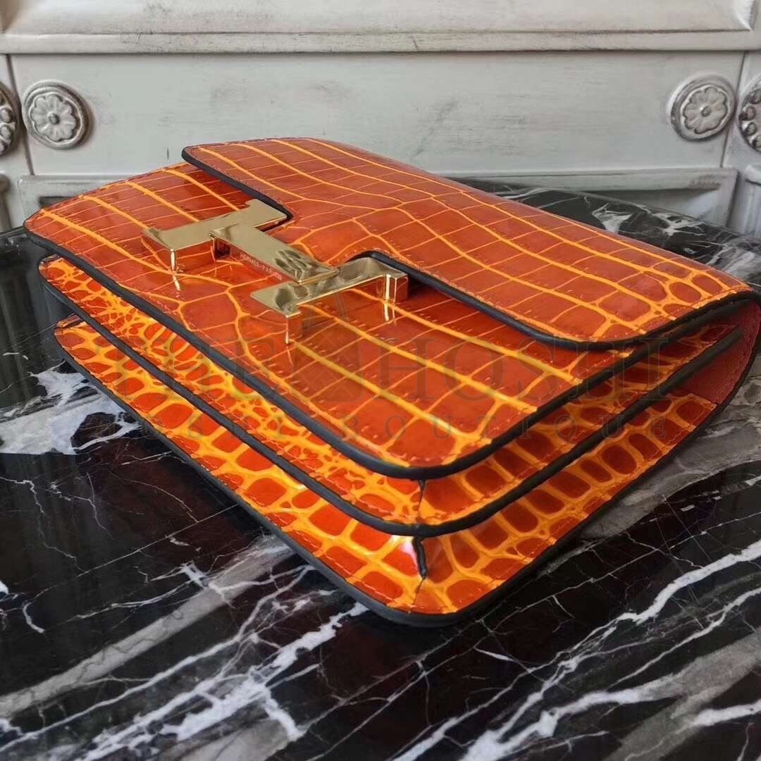 H**me5 Orange Constance MM 24cm Crocodile Bag Master Quality