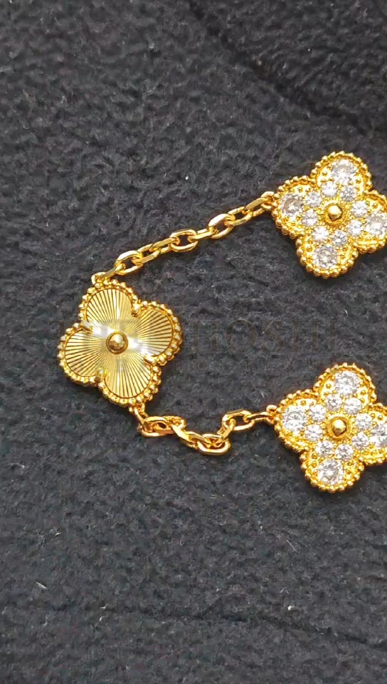 V*n Cl**f Bracelet replica, Vintage Alhambra bracelet Dupe, 5 motifs Master Quality