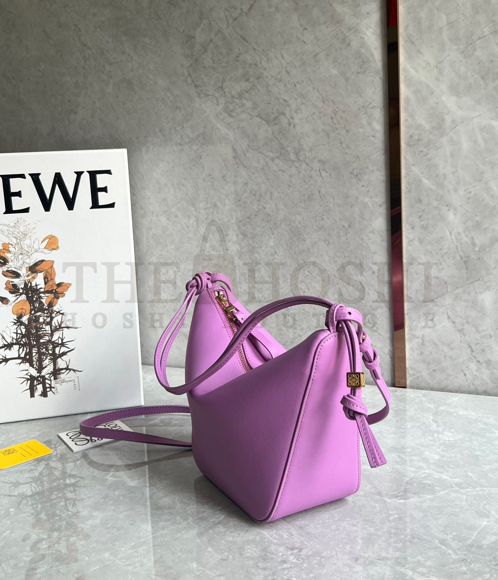 L0ew* Mini Hammock Hobo Bag in Rockrose Calfskin Master Quality