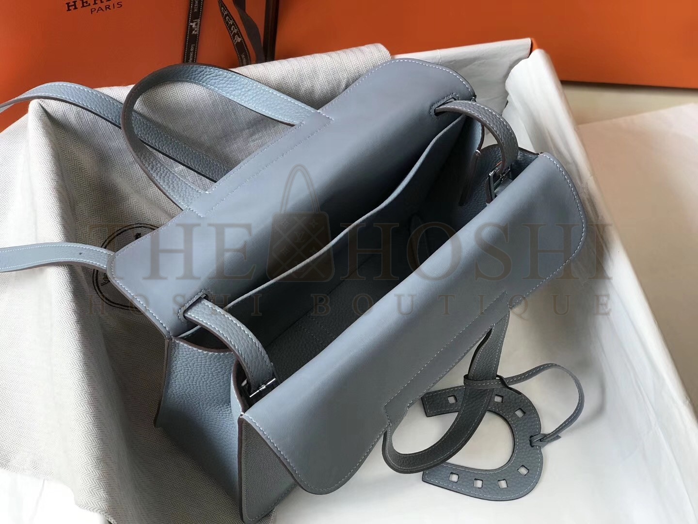 H**me5 Halzan Bag In Blue Lin Clemence Leather Master Quality
