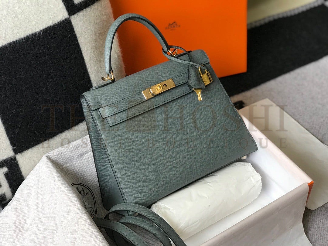 H**me5 Kelly 25cm Sellier Bag in Vert Amande Epsom Calfskin GHW Master Quality