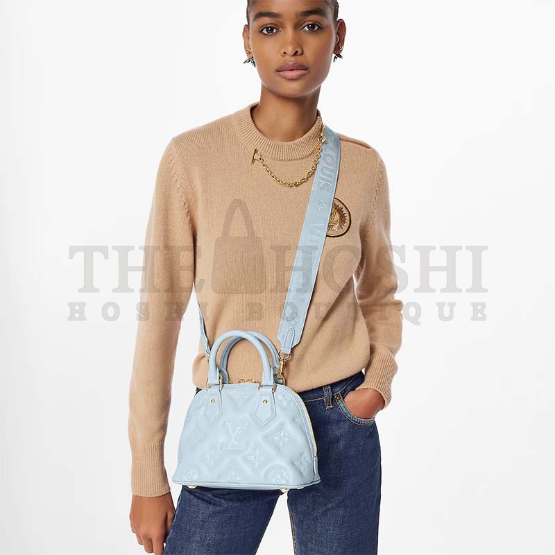 L0vis Vvtt0n LV Women Alma BB Handbag Blue Quilted Embroidered Smooth Calf Master Quality