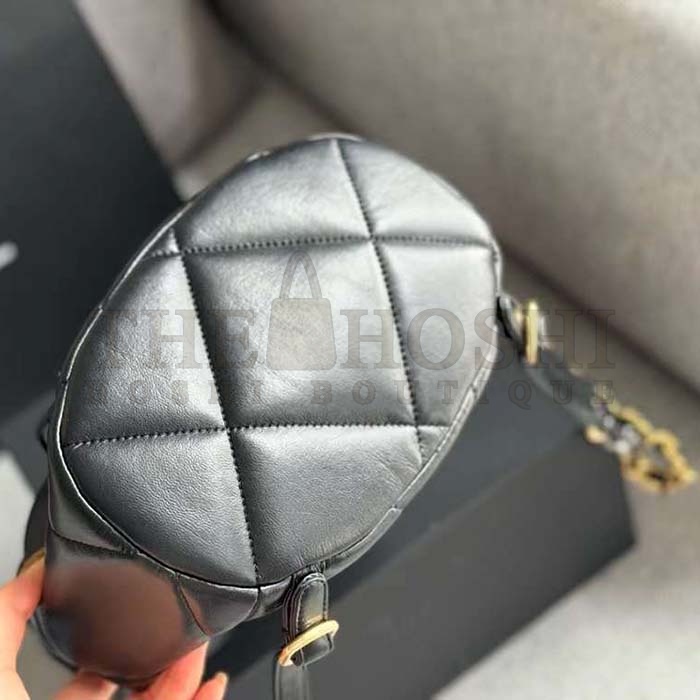 Ch**el Women CC 19 Backpack Shiny Lambskin Gold Silver-Tone Black Master Quality