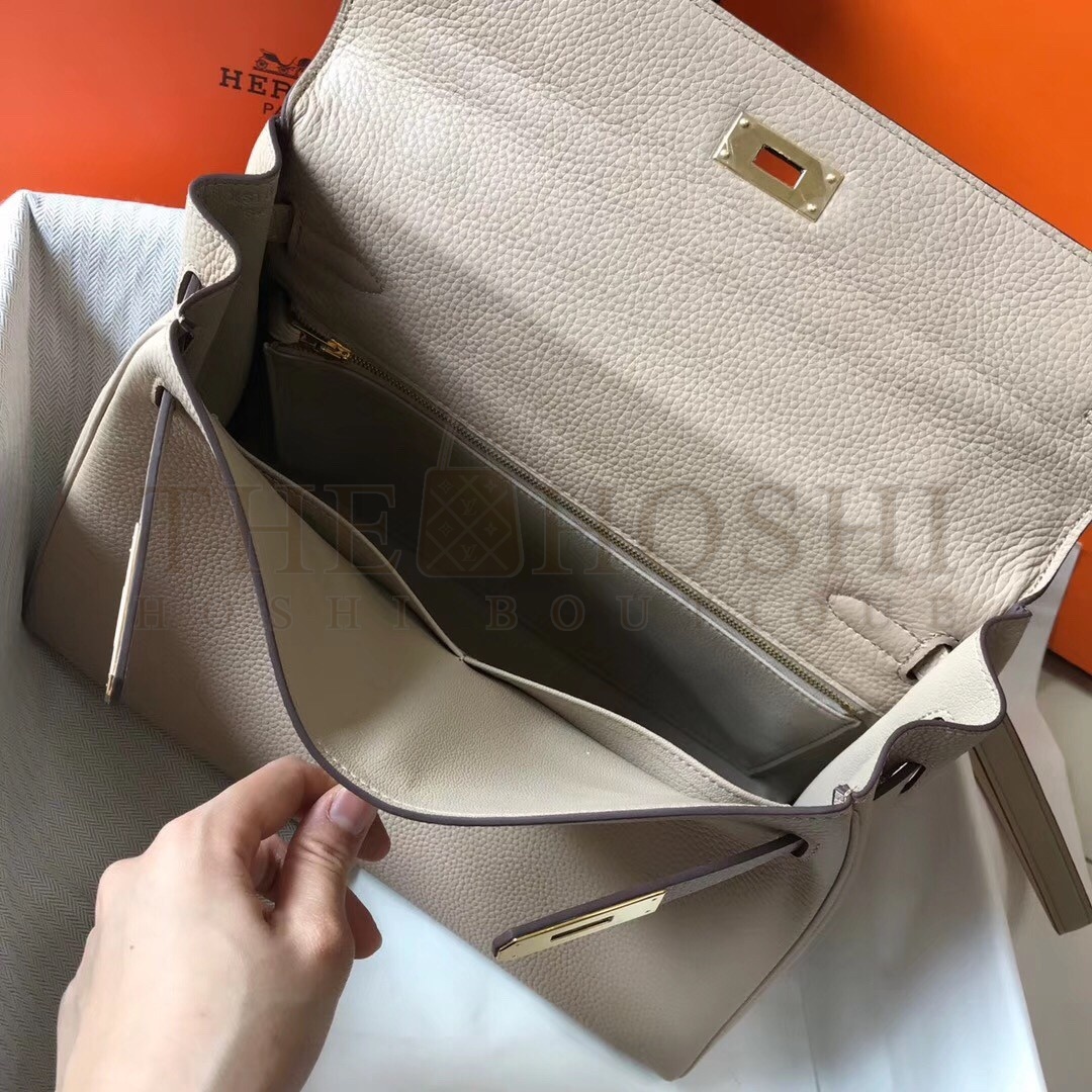 H**me5 Kelly 32cm Retourne Bag In Argile Clemence Leather Master Quality