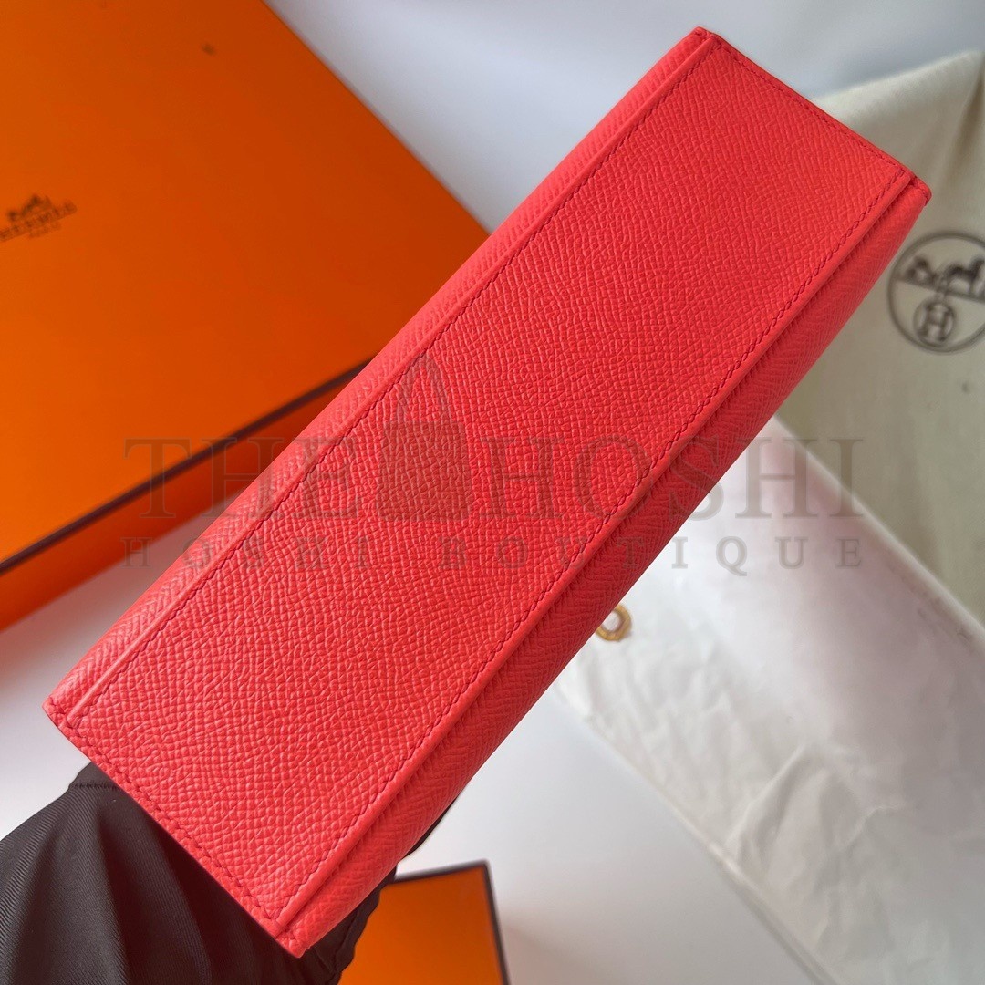 H**me5 Kelly Pochette Handmade Bag In Rose Texas Epsom Calfskin Master Quality