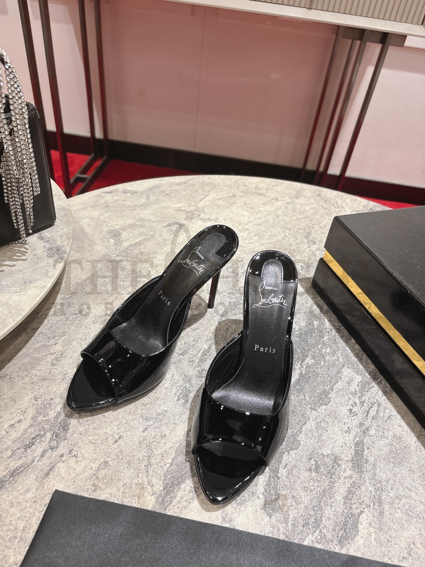 CL Chr1st1an Louboutin Pointed Heels Toe Mule 10cm Black Calfskin Leather Master Quality
