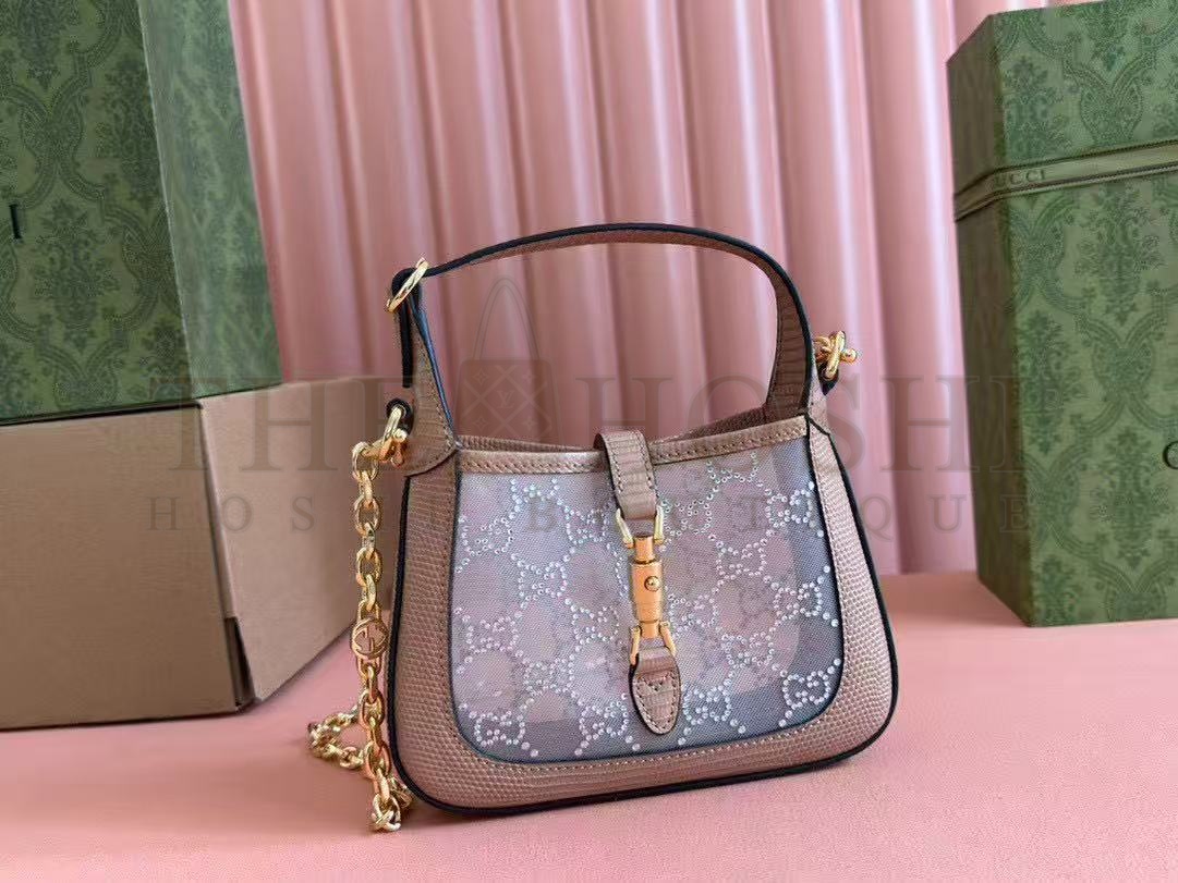 Gvc*1 Jackie 1961 Aria Series Shimmer Crocodile-Embossed Suede Shoulder Bag Size 19x13x3cm Master Quality