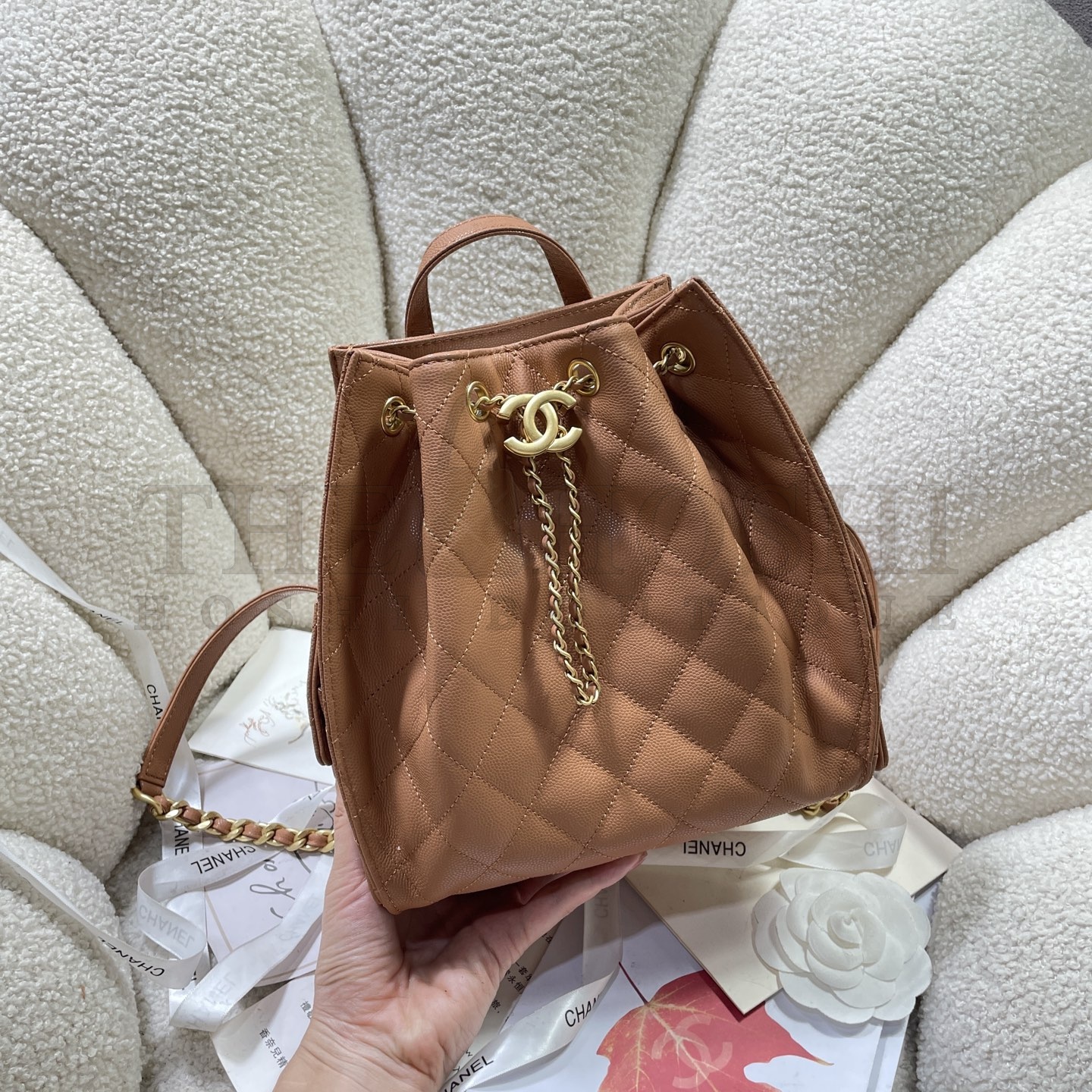 Ch**el 25B Drawstring Backpack – Lambskin Quilted Leather Double Shoulder Bag Size 23*14*23cm Master Quality
