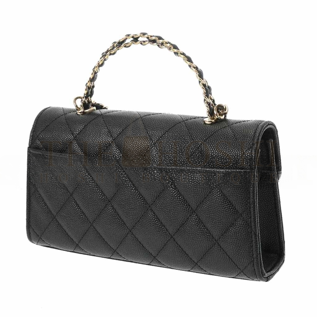 Ch**el BLACK CAVIAR LEATHER PHONE CASE SHOULDER BAG (18*10*4.5cm) Master Quality