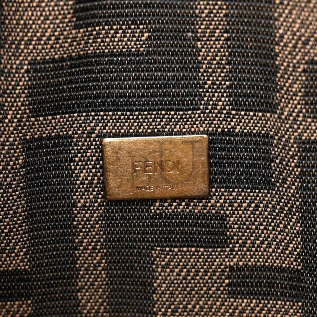 F**di FABRIC JACQUARD FF 1974 MINI BAGUETTE TOBACCO MORO BLACK (18*11*5cm) Master Quality