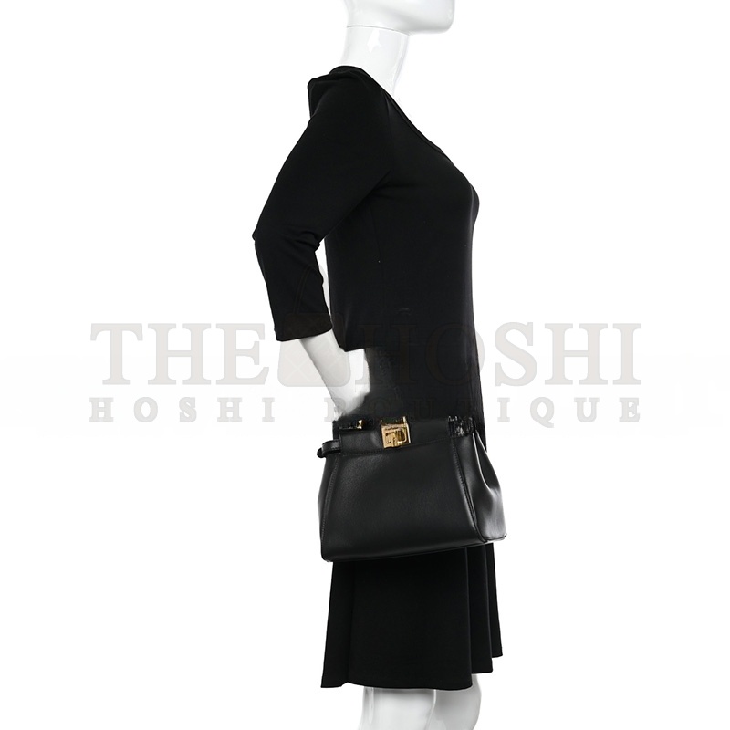 F**di FF NAPPA MINI PEEKABOO ICONIC SATCHEL BLACK (23*18*11cm) Master Quality