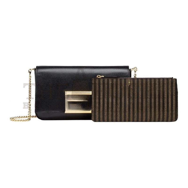 F**di VITELLO PALMELLATO WALLET ON CHAIN WITH POUCHES BLACK 8BS032AHM0F0KUR (22*12*4cm) Master Quality