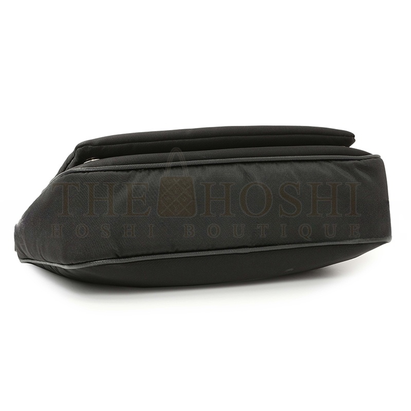 Pra*a BLACK RE-NYLON SAFFIANO DOUBLE POUCH SHOULDER BAG 1BH168 (22*16*4.5cm) Master Quality