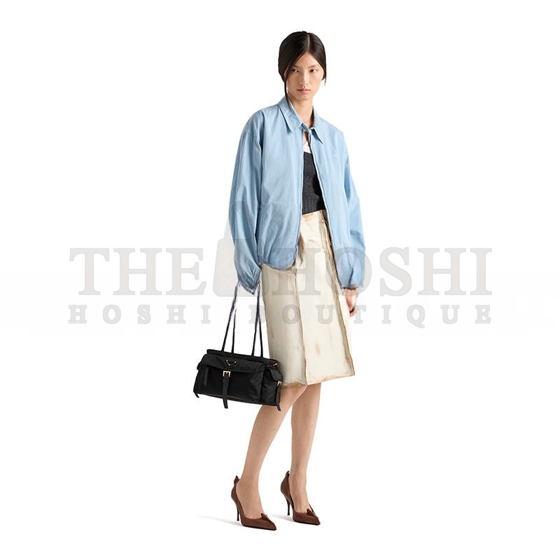 Pra*a EXPLORE MEDIUM RE-NYLON AND LEATHER TOTE BAG 1BG596 (31*17*11cm) Master Quality