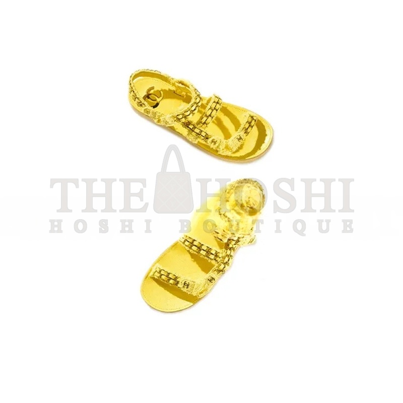 Ch**el SANDALS COTTON TWEED YELLOW G33800 X56550 0N550 Master Quality