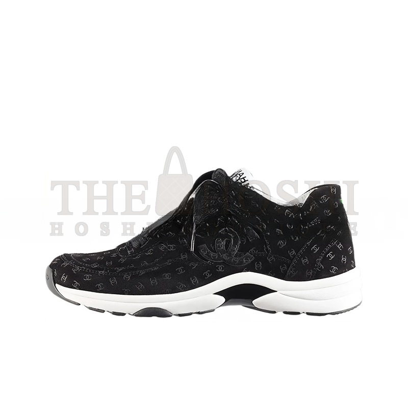 Ch**el SNEAKERS PRINTED SUEDE CALFSKIN BLACK G39230 X56653 94305 Master Quality